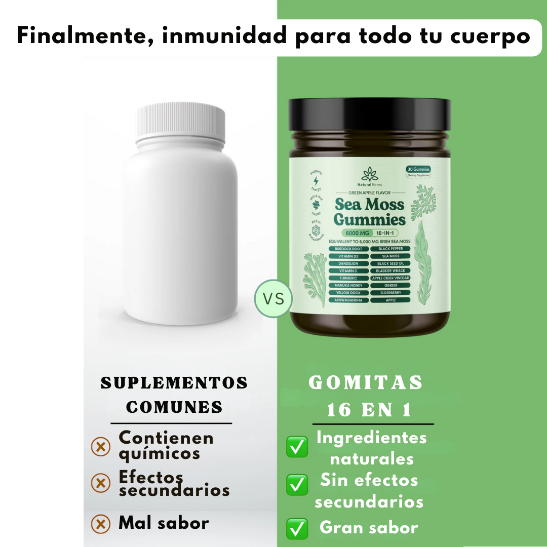 Gomitas 16 en 1 Sea Moss | Inmunidad, Fuerza y Vitalidad Natural