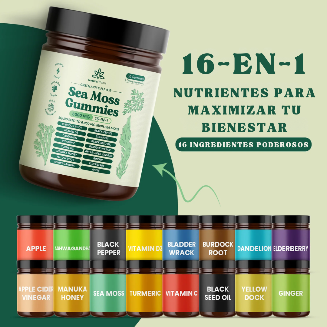 Gomitas 16 en 1 Sea Moss | Inmunidad, Fuerza y Vitalidad Natural
