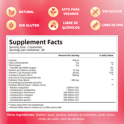 Gomitas probióticas de arándano | Equilibrio íntimo, bienestar total